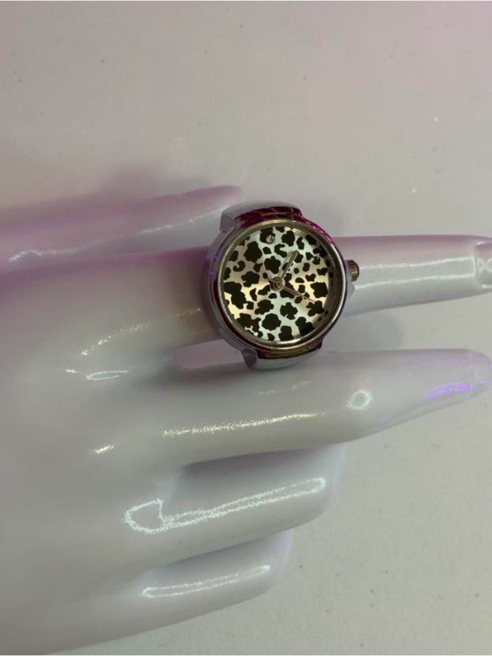 Leopard Print Fashion Ring Watch on a Stretch Band (Y-27)